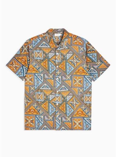 Topman Mens Brown Tile Print Paisley Slim Shirt