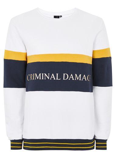 Topman Mens Criminal Damage X Topman White 'dolfo' Sweatshirt
