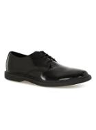Topman Mens Black High Shine Leather Derby Shoes