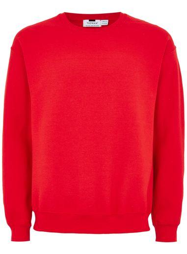 Topman Mens Red Oversized Sweatshirt