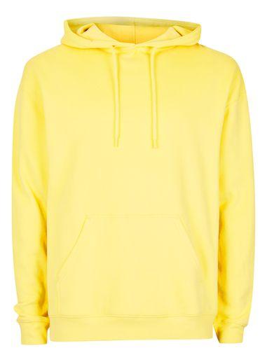 Topman Mens Bright Yellow Oversized Hoodie