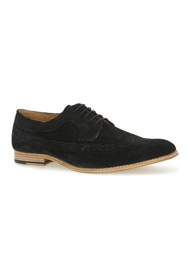 Topman Mens Black Suede Brogues