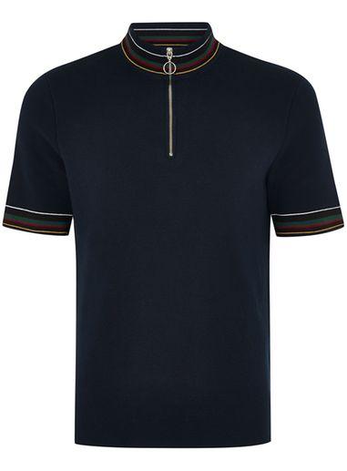 Topman Mens Navy Half Zip Sweater