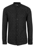 Topman Mens Black And White Star Print Voile Casual Shirt