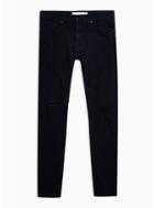 Topman Mens Blue Ripped Flap Washed Black Spray On Jeans