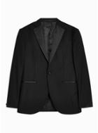 Topman Mens Black Slim Fit Single Breasted Tuxedo Blazer With Satin Covered Notch Lapels