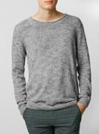 Topman Mens Grey Slub Bagel Neck Sweater