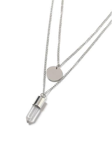 Topman Mens Silver Disc Shard Necklace*