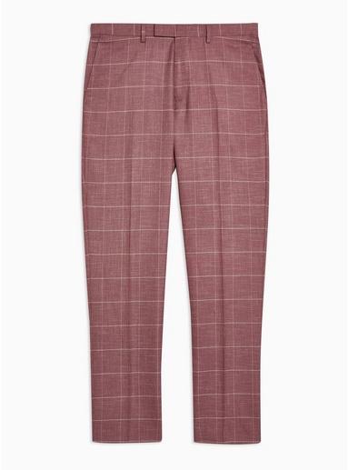 Topman Mens Pink Windowpane Check Pants