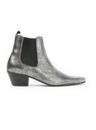 Topman Mens Mid Grey Silver Leather Chelsea Boots