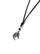 Topman Mens Black Cord And Silver Look Feather Cluster Pendants Necklace*