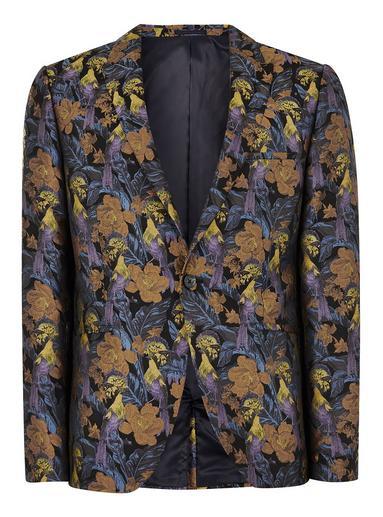 Topman Mens Multi Floral Toucan Jaquard Skinny Blazer