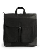 Topman Mens Premium Black Canvas And Leather Backpack