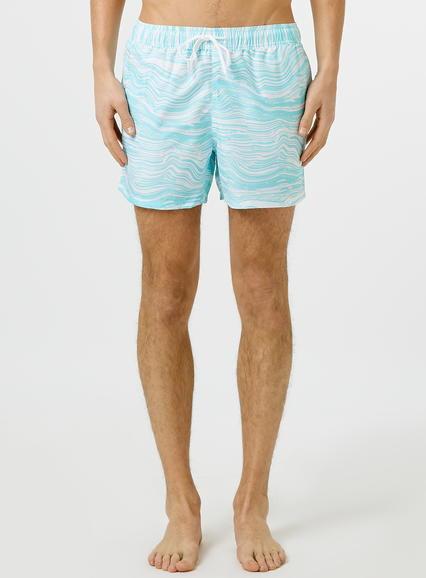 Topman Mens Mint Green Warp Pattern Swim Shorts