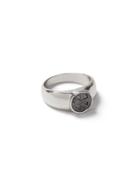 Topman Mens Silver Look And Black Inlay Signet Ring*