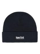 Topman Mens Blue Navy New York Logo Beanie