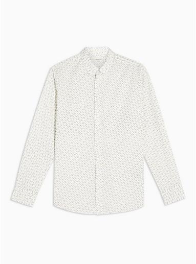 Selected Homme Mens Selected Homme White Geometric Organic Cotton Shirt