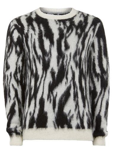 Topman Mens Multi Zebra Mohair Sweater