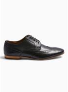 Topman Mens Black Real Leather Ferris Brogue Shoes