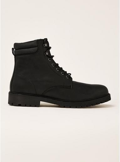 Topman Mens Black Leather Empire Lace Boots