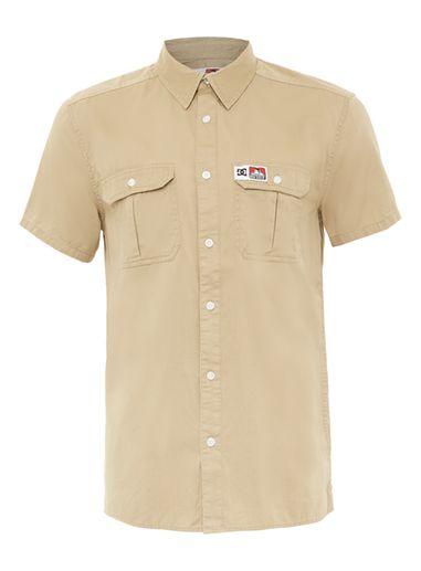 Topman Mens Brown Dc Ben Davis Tan Short Sleeve Casual Shirt