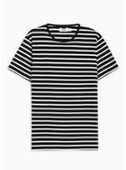 Topman Mens Navy And Off White Stripe T-shirt