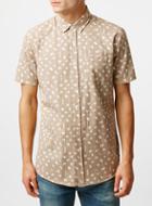 Topman Mens Brown Stone Shape Print Short Sleeve Casual Shirt