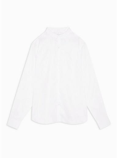Topman Mens Premium White Stand Collar Slim Shirt