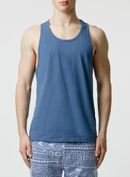 Topman Mens Blue Slim Fit Tank Top