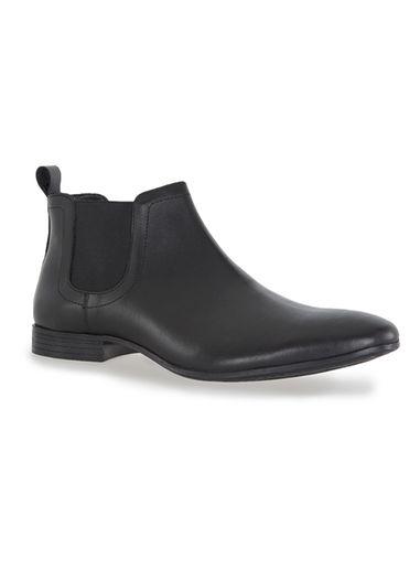 Topman Mens Black Leather Ankle Chelsea Boots