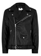 Topman Mens Black Oversized Leather Biker Jacket
