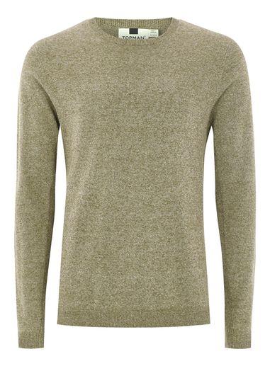 Topman Mens Khaki And White Twist Sweater