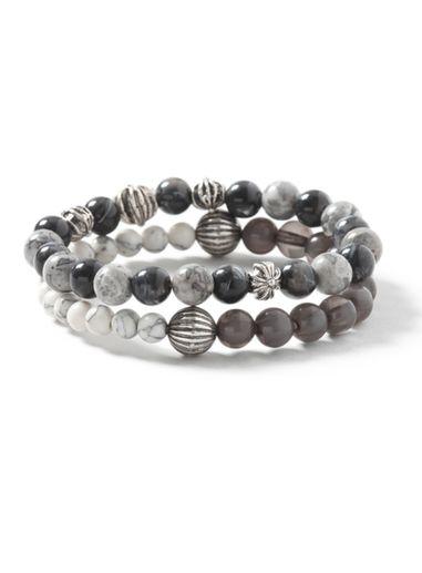 Topman Mens Grey Semi Precious Beaded Bracelet Pack*