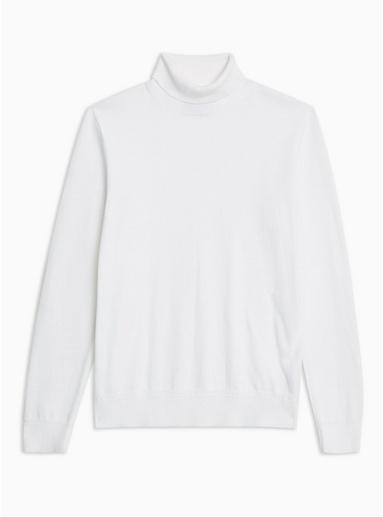 Topman Mens White Roll Neck Jumper