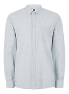 Topman Mens Ice Blue Slub Long Sleeve Shirt