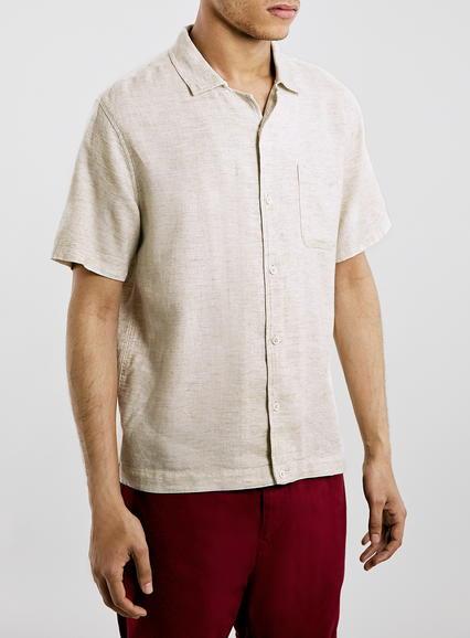 Topman Mens Ltd Montauk Surf Off White Linen Shirt