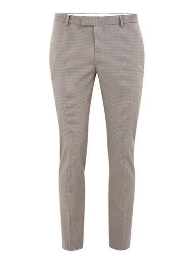 Topman Mens Light Brown Check Ultra Skinny Fit Suit Pants