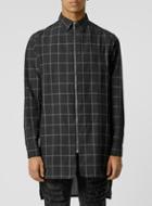 Topman Mens White Aaa Black Plaid Longline Zip Shirt