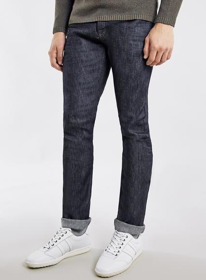 Topman Mens Blue Indigo Coated Stretch Slim Jeans