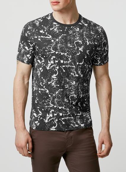 Topman Mens Black And White Splat T-shirt