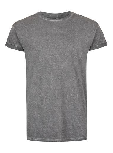 Topman Mens Mid Grey White And Grey Crinkle Wash Muscle Fit Roller T-shirt