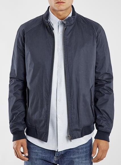 Topman Mens Black Selected Homme Navy Harrington Jacket