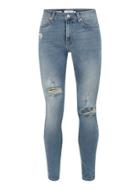 Topman Mens Blue Vintage Ripped Super Spray On Jeans