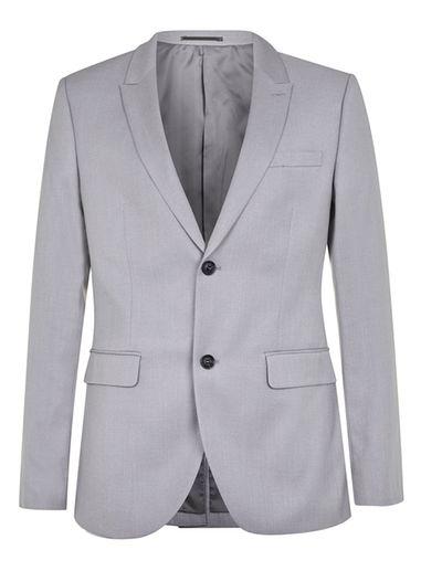 Topman Mens Light Blue Textured Slim Fit Suit Jacket