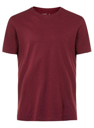 Topman Mens Red Burgundy Crew Neck T-shirt