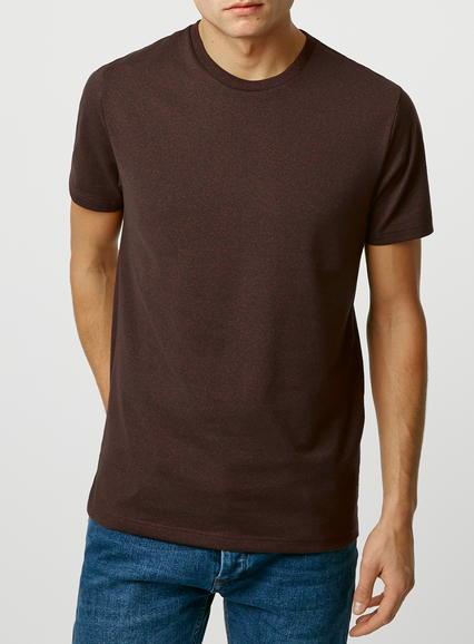 Topman Mens Red Rust Slim Long Line T-shirt