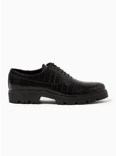 Topman Mens Black Kemel Oxford Shoes