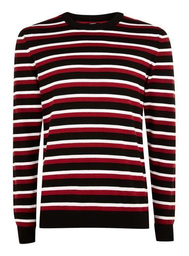 Topman Mens Red Fine Stripe Jumper