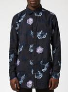 Topman Mens Multi N1sq Navy Floral Print Longline Shirt*