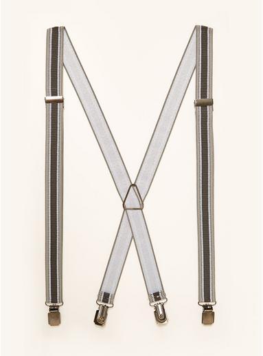 Topman Mens Grey Gray Stripe Skinny Suspenders